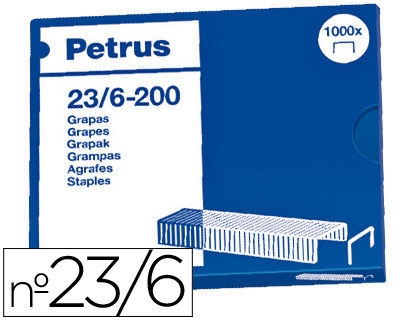 Caja 1.000 grapas Petrus nº 23/6 cobreadas